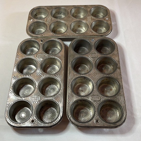 Set of 3 Vintage Ekco Mini Muffin Pans w/ Pattern - Picture 7 of 9